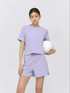 Pure Color Logo Casual Loose Yoga Shorts