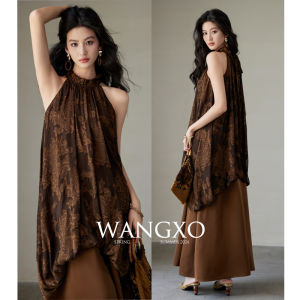 WANGXO | Đầm Dây Phong Cách Qipao Đơn Giản