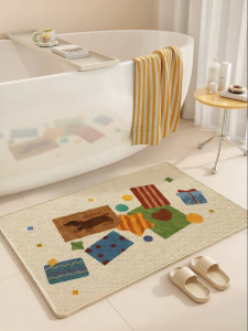 ZTION | Cartoon Linen Bathroom Water Absorbing Slip-resistant Mat