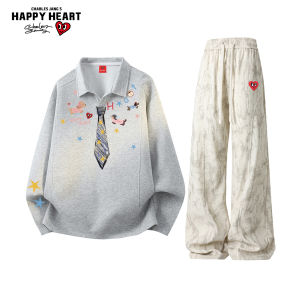 CHARLES JANGS HAPPY HEART | Graffiti Style Heart Print Loose Casual Outfit
