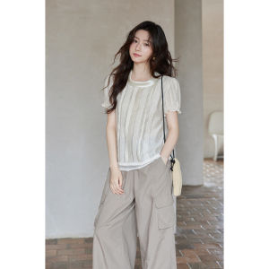 seemon | Áo Blouse Thiết Kế Elegance Viền Ren Lenzing Tencel Mùa Hè