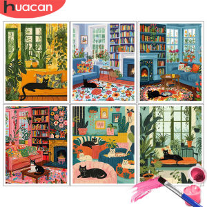 Painting By Number Kits Colorful Cats Lounge Modern Living Room DIY Digital Oil Painting Animals Coloring Artcraft Handpaint