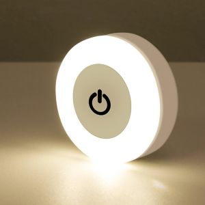 Dimmable Touch Light Large Battery Rechargeable LED Tap Lights Self-adhesive Wall Lights Portable Portable Round Dimming Lamp for Cabinet Wardrobe Counter Kitchen Bedroom