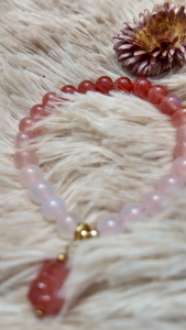 Vòng Tay Handmade Mã Não Nam Hồng Mix Hồ Ly – Hợp Mệnh Hỏa Thổ – Tình Duyên May Mắn Thu Hút Tài Lộc -Bluegems