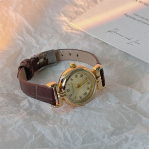 Elegant Vintage Fashion Small Luxury Watch for Women Student Simple Stylish Compact Precise New 2024 Quartz Movement Leather Band