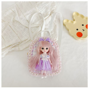 กระเป๋าเป้เด็กอนุบาลกระเป๋าเป้สะพายข้างตุ๊กตาบาร์บี้ลายการ์ตูนน่ารักกระเป๋าใบเล็กสไตล์ตะวันตกมินิสำหรับเด็กเล็กเด็กผู้หญิง