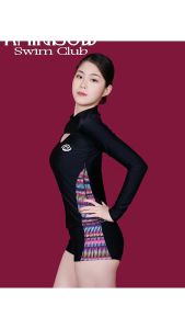 RAINBOW women 2pcs swimsuit fashion slim student sports style short sleeved swimwear Rashguard swimsuit M-2XL