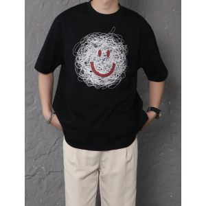 Áo Thun Nam Mùa Hè 2025 Phong Cách INS Cổ Tròn Rộng Rãi Tay Ngắn Thời Trang Thường Ngày Đa Năng Đa Năng Tay Lửng