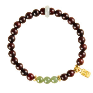 HONGLIANGYUAN | Natural Purple Sandalwood and Jade Beads Bracelet