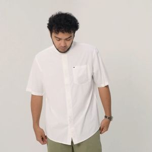 M Gee Baju Koko Lengan Pendek Kemeja Pria M Gee Alfero C092 White