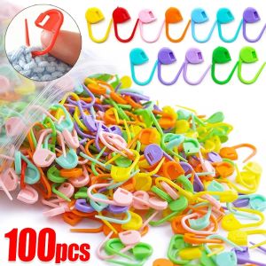 50-200Pcs Multicolor Plastic Resin Small Clips Knitting Crochet Markers Locking Stitch Clip Marking Rings DIY Sewing Tool