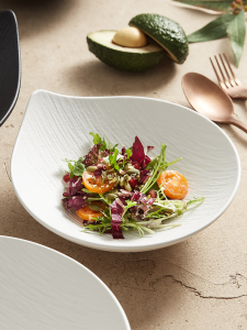 YOGEHOME | Fruit Salad Bowl Noodle Bowl Dessert Bowl Serving Plate Ceramic Tableware White