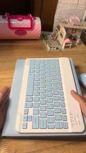 Flip Kesing Keyboard Perlindung Tablet Macaron Untuk Samsung Tab S9 FE 5G 10.9 Inch 2023