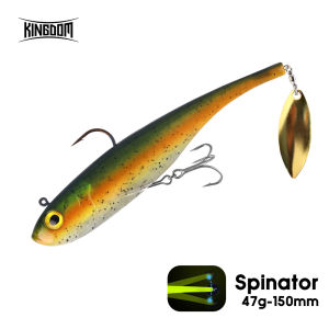 Kingdom Spinator Soft Bait 150mm 47g PVC Material With Rotating Spoon Sequins Artificial Soft Fishing Lure For  Bass Swimbaits
