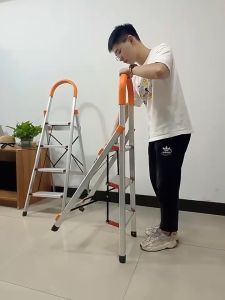 Thang ghế inox cao cấp 3 4 5 6 7 bậc ( Nhôm) Thang chữ A inox gia đình gấp gọn tiện lợi - bền đẹp