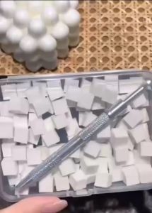 Hộp mút bông dặm ombre nail chuyên dụng tặng kèm nhíp gấp