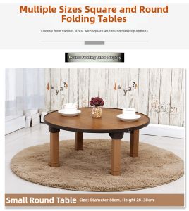 Korean Style Folding Table Dining Table Small round Table Eight-Immortal Table Kang Table Tatami For Home Bed Modern Simple Floor Table Short Dining Table