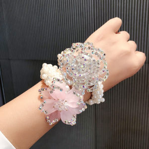 Handmade Pearl Flower & Crystal Hair Ties: A Stylish Accessory