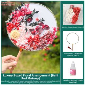Double Ninth Festival Gift Chinese Vintage Preserved Flower Fan DIY Kit
