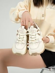 2024 Shoes for women small white sneakers thick soled daddy shoes fashionable versatile casual shoes