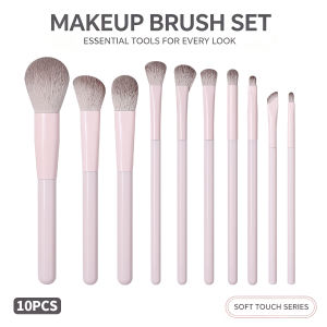 10Pcs Makeup Brushes Set Soft Touch Cosmetic Brushes Foundation Blush Eyeshadow Face Eye Make Up Professional Beauty Tools