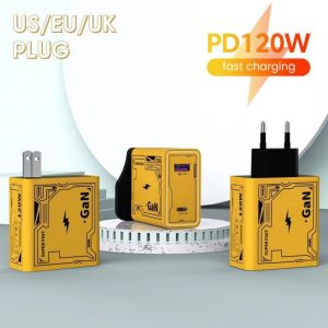 ♥ SFREE Shipping ♥ 120W GaN Charger Fast Charging PD QC3.0 USB C Charger Type C EU/US/UK Adapter compatible For iphone Samsung Huawei OPPO Realme