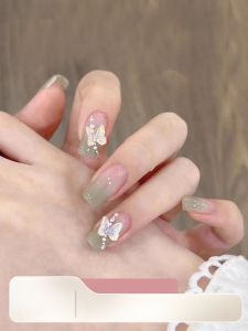 MONLEYTA | Nhựa móng tay thủ công Pure Handmade Wearable Nail Art Autumn Winter Collection High-End Short And Medium Long Finished Products