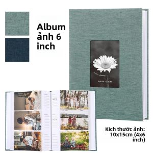 Bộ Album Lưu Trữ Ảnh Bằng Vải Lanh 6 Inch - 200/300 Chiếc Loại Interleaf Dành Cho Trẻ Em Bộ Sưu Tập Tăng Trưởng Trang Interleaf Có Thể Ghi Được