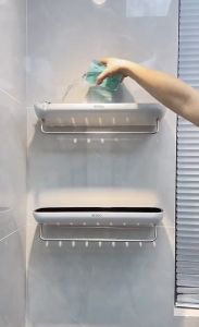 SG Seller ecoco No Drill No Punch Bathroom Toilet Organizer Storage Shelf Rack Wall Mounted Traceless Toilet Storage Rack Corner Shelf Wall Hanger Bathroom Rack Storage And Organization Small Items Makeup Products Goods For Home