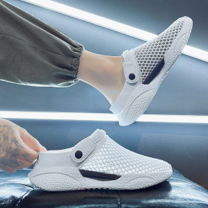 Dép Đi Trong Văn Phòng Mùa Hè Chống Trượt Đế Bằng Thoáng Khí Dép Xăng Đan Nam Thường Ngày Đế Dày Chất Liệu PU