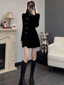 CHANGTONG | Retro Fashion Slimming Qipao Style Little Black Dress