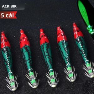 Ackibbik 5 Chiếc 10Cm/6G Dạ Quang Mực Jig Móc Nước Mặn Tôm Mồi Dụ Cho Bạch Tuộc Mực Nang Câu Cá Nguồn Cung Cấp 10Cm 6G