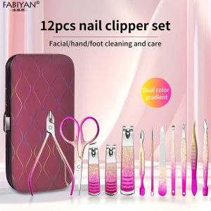 Nail Clippers Set Stainless Steel Ice Flower Gradient Nail Cutter Nail File Nail Art Tools Eyelash Scissor Acne Needle Beauty Tool Set