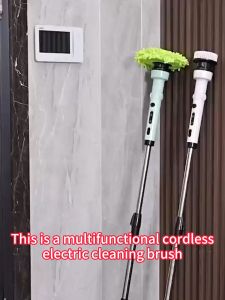 【3-year warranty】FELEMENT 9-in-1 Electric Cleaning Brush New Handheld Rechargeable Wireless Electric Spin Scrubber Power Brush Tools Shower Bathroom Scrubber with 9 Replaceable Type Head Hurricane Scrubber Floor Brush Cleaning Toilet