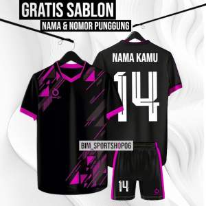 FREE SABLON NAMA NOMOR Kaos Bola Kaos Futsal Stelan Dewasa Cowok cewek