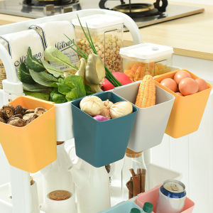 Small Trolley Hanging Basket Storage Basket Kitchen and Bathroom Hanging Desktop Sundries Stationery Storage Box Bedside Shelf