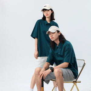 เสื้อยืดคอโปโลผ้าฝ้ายแท้ 240 กรัม แขนสั้น ทรงหลวม สำหรับทั้งชายและหญิง คอกลม สีพื้น ทรงพื้นฐาน ฤดูร้อน เสื้อยืดคอกลม