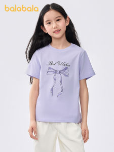 balabala Children Short Sleeve  Girl T-Shirt 2025 New Summer Big Kids Quick-Dry Sweet Pure Cotton Top
