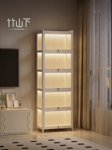 ZHUSHANXIA | Lockable Display Cabinet with LED Lighting Dustproof Transparent Storage Cabinet for Models Toys Collectibles Gift Storage Cabinet for Living Room Bedroom