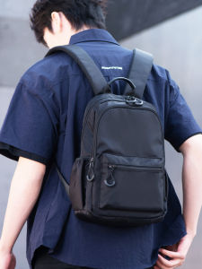 Mens Lightweight Hiking Backpack Casual Simple Style Double Layered Zipper Closure Comfortable Shoulder Straps Outdoor Travel Bag