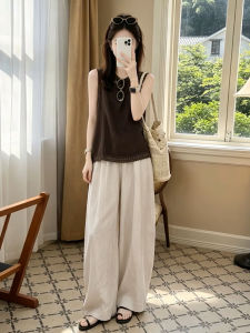 BIFEIMENG | Bộ Đồ Hợp Bộ Mùa Hè Áo Tay Ngắn Tròn và Quần Dài Ống Rộng