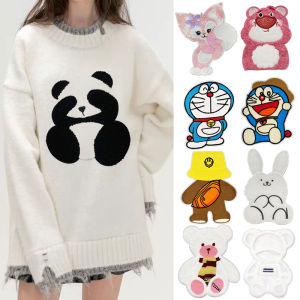 Large Size Embroidered Cartoon Panda Patch Fabric Sticker for Clothes Sweaters down Jackets Hole Repair Decorative Adhesive
