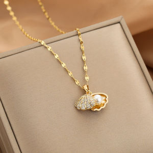 Summer Fashion Crystal Zircon Shell Imitation Pearl Pendant Necklace For Women Collar Beach Neck Jewelry