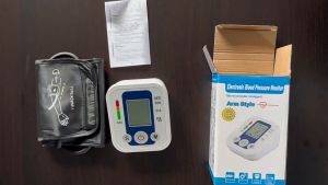 (1 YEAR WARRANTY BUG) Arm Blood Pressure Monitor LCD Display Home Heart Monitor Heartbeat Blood Pressure Monitor Micro USB Power Supply Blue Upgrade