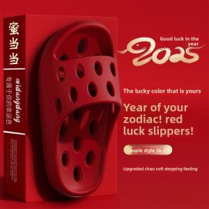 MONLEYTA | Red EVA Slippers Womens Bathroom Non-Slip Quick Dry Indoor Home Bath Special Slippers Comfortable Sensation Floor Mat Slippers