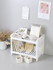 2 Layers Simple Folding Desktop Storage Rack Shelf Table Organizer Cosmetic Jewelry Bathroom Rack