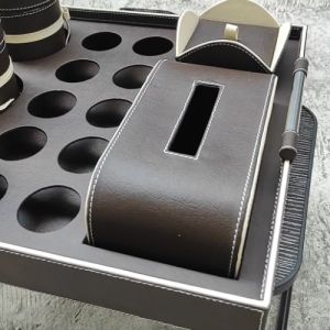 Tray Set 1 Tisu 1 Box Permen 3 Toples 12 Lubang Aqua - Coklat Cream