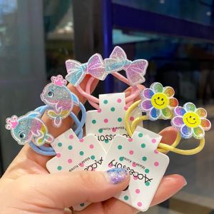 Cute Cartoon Rubber Hair Band for Girls Elastic Hair Ties for Kids Non-Damaging Hair Accessories in Japan and South Korea