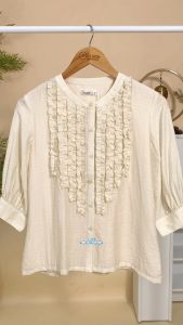 Áo kiểu thiết kế thanh nhã chất liệu Tơ Gân mềm mịn AN4L0723 Thời trang Thiều Hoa