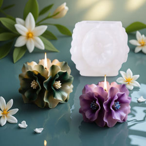 Cube Hydrangea Silicone Candle Mold DIY Peony Flower Aromatherapy Soap Ornament Plaster Gypsum Epoxy Resin Mold Home Decoration